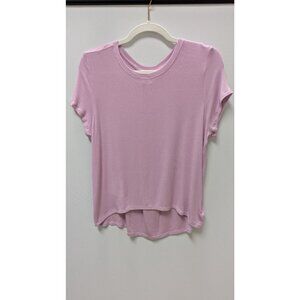ATHLETA Light Pink Short-Sleeve Ribbed Blouse